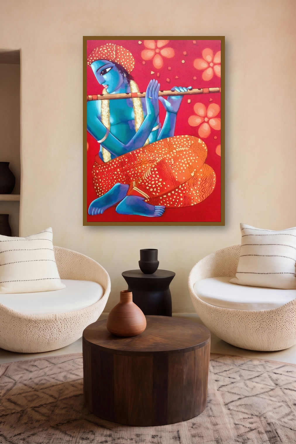 Krishna 6 (Divine Flute) by artist Sekhar Roy displayed in a Curated gallery