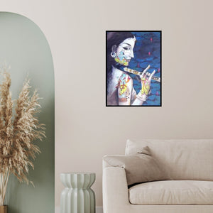 In-situ view of Pradeep Swain's 'Krishna All Around' painting in a room