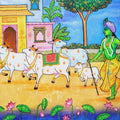 Krishna And Cow' religious acrylic painting by artist Arjun Das, 30x40 inch, on canvas