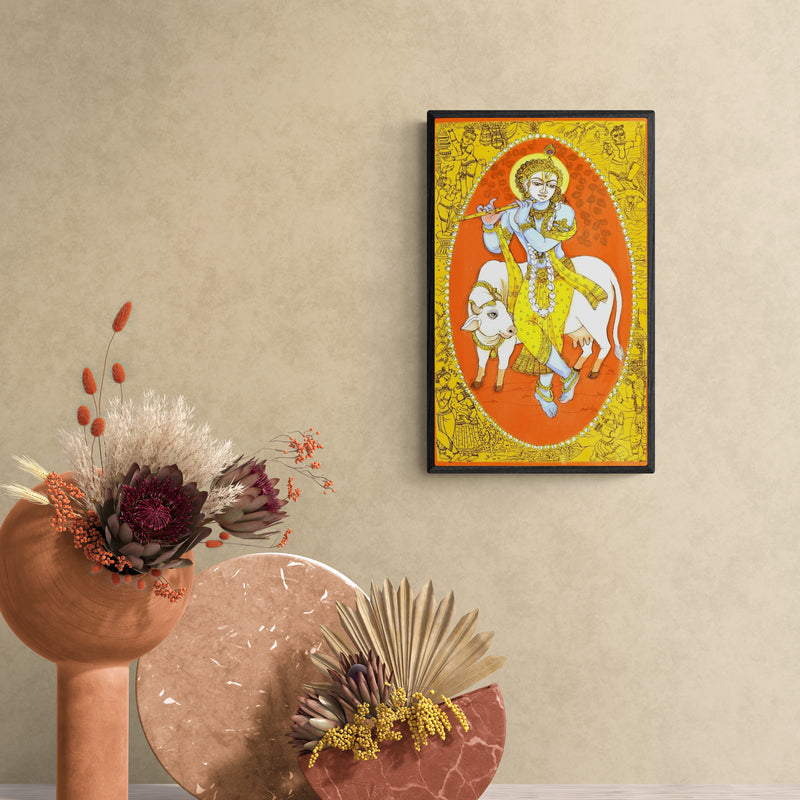 In-situ view of Manisha Srivastava's 'Krishna Avatar (Krishna Govinda)' painting in a room