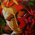 Religious acrylic painting titled 'Krishna I', 15x13 inches, by artist Dhananjay Mukherjee on Canvas