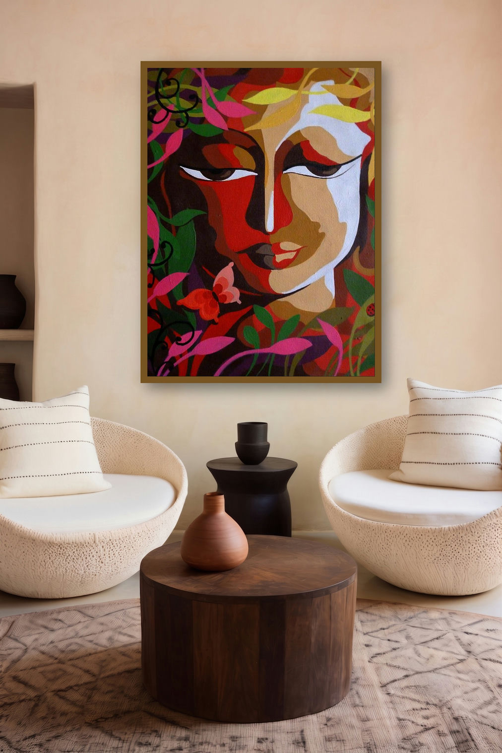 Krishna Ii (Nature's Countenance) by artist Dhananjay Mukherjee displayed in a Minimalist gallery