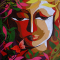 Religious acrylic painting titled 'Krishna II', 13x15 inches, by artist Dhananjay Mukherjee on Canvas