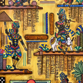 Krishna Leela In Egyptian Era' religious acrylic painting by artist Mrinal Dutt, 32x22 inch, on canvas