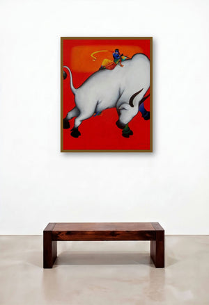 Krishna Lila (Divine Melody) by artist Rajesh Shah displayed in a Urban Loft Hallway