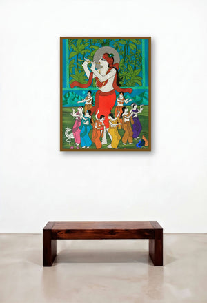 Krishna Raas Leela (Divine Dance) by artist Chetan Katigar displayed in a Coastal Lounge