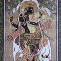 Folk Art fabric painting titled 'Krishna Radha Tasar Cloth Painting Ii', 12x26 inches, by artist Pradeep Swain on Cloth