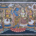 Folk Art fabric painting titled 'Krishna Radha Tasar Cloth Painting Iii', 12x26 inches, by artist Pradeep Swain on Cloth