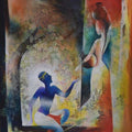 contemporary oil painting titled 'Krishna Resonance', 36x48 inches, by artist Durshit Bhaskar on Canvas