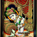 Religious tanjore traditional art titled 'Krishna Tanjore Painting 4', 18x14 inches, by artist VANI VIJAY on Plywood