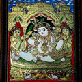 Religious tanjore traditional art titled 'Krishna Tanjore Painting 6', 30x24 inches, by artist VANI VIJAY on Plywood