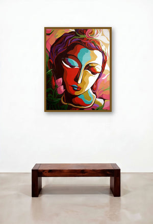 Krishna V by artist Dhananjay Mukherjee displayed in a Urban Loft Bedroom