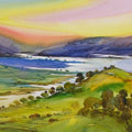 Landscape watercolor painting titled 'Krishna Valley 54', 14x21 inches, by artist Sunil Kale on Arches Paper