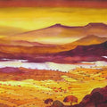 Landscape watercolor painting titled 'Krishna Valley Panchgani 1', 22x44 inches, by artist Sunil Kale on Arches Paper