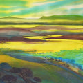 Landscape watercolor painting titled 'Krishna Valley Panchgani 14', 22x44 inches, by artist Sunil Kale on Arches Paper
