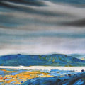 Landscape watercolor painting titled 'Krishna Valley Panchgani 18', 22x44 inches, by artist Sunil Kale on Arches Paper