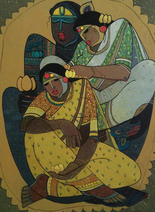 Krishna With Gopika Painting by Priyanka Chivte | ArtZolo.com