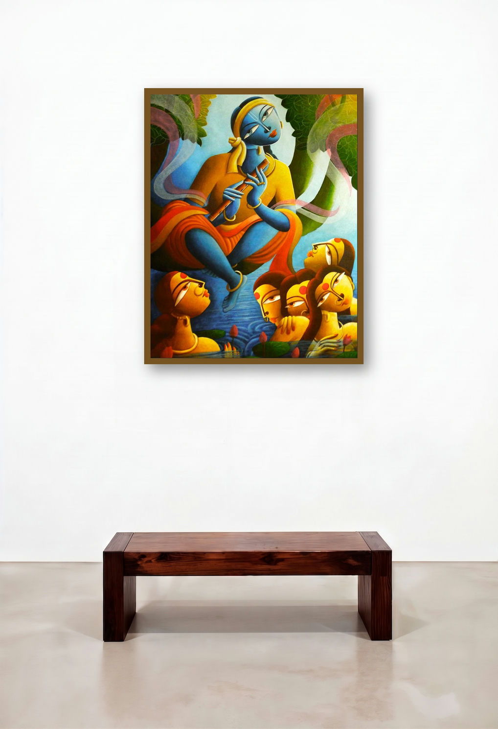 Krishna With Gopiyan by artist Dhananjay Mukherjee displayed in a Transitional Reception Area