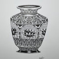 Pots/Vessels pen drawing titled 'Kumba', 15x11 inches, by artist Kushal Kumar on Paper