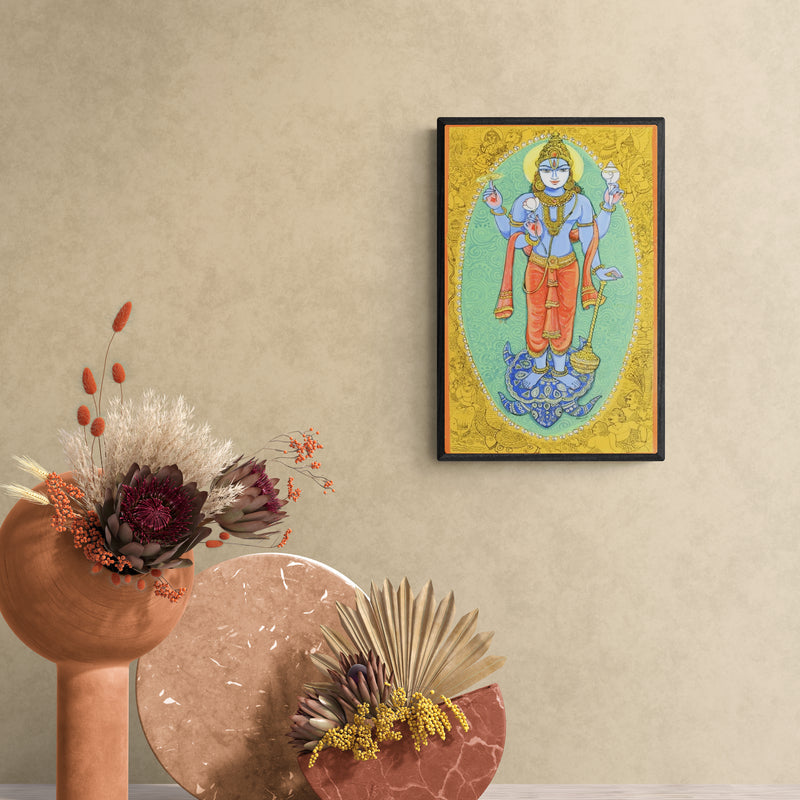In-situ view of Manisha Srivastava's 'Kurma Avatar (Vishnu's Kurma Avatar)' painting in a room