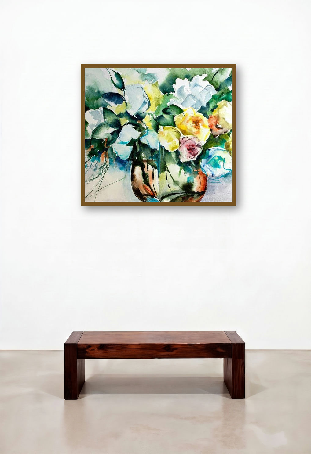 La Groupie Du Pianiste (Reflections of Spring: A Floral Reverie) by artist Veronique Piaser-Moyen displayed in a Contemporary Luxury Hotel Lobby
