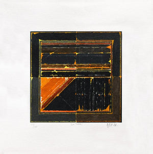 La Terre by S H Raza, Serigraph Serigraphs Abstract Painting on Paper, Small Square Wall Art