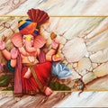 Religious oil painting titled 'Laal Ganesha', 38x60 inches, by artist Pradeep Kumar on Canvas