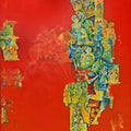 Laal Mein Likhi Dastan' figurative acrylic painting by artist Ashish Bodade, 50x44 inch, on canvas