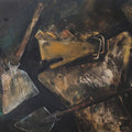 Abstract mixed media painting titled 'Labourer King', 15x20 inches, by artist Dhananjoy Das Painting on Paper