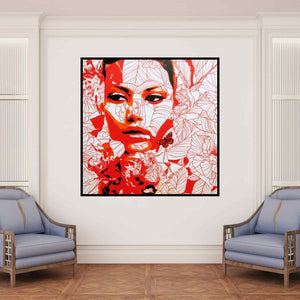 In-situ view of Sujit Karmakar's 'The Lady 3 (Emergence)' painting in a room