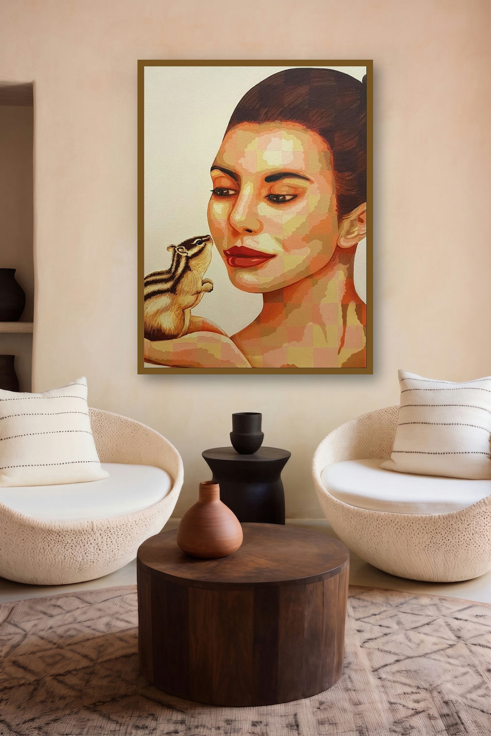 Lady And Squirrel by artist Sonaly Gandhi displayed in a Designer gallery