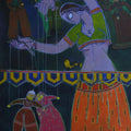 Figurative acrylic painting titled 'Lady With A Puppet 3', 48x36 inches, by artist Santanu Nandan Dinda on Canvas