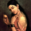 Figurative oil painting titled 'Lady With Lemon', 36x26 inches, by artist Raja Ravi Varma Reproduction on Canvas