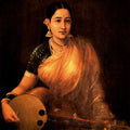 Figurative oil painting titled 'Lady With Swarbat', 36x29 inches, by artist Raja Ravi Varma Reproduction on Canvas