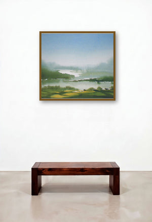 Lake by artist Fareed Ahmed displayed in a Contemporary Luxury Family Room