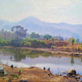 Realistic oil painting titled 'Lake In Miraroad', 16x24 inches, by artist Sanjay Sarfare on Canvas