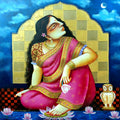 Lakshmi 2' religious acrylic painting by artist Gautam Mukherjee, 24x24 inch, on canvas