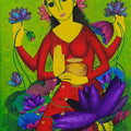 Lakshmi' religious acrylic painting by artist Prakash Deshmukh, 48x36 inch, on canvas