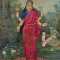 Lakshmi' religious oleograph painting by artist Raja Ravi Varma, 25x19 inch, on paper