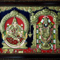 Religious tanjore traditional art titled 'Lakshmi And Balaji Tanjore Painting', 18x24 inches, by artist VANI VIJAY on Plywood