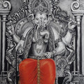 Religious charcoal drawing titled 'Lalbaugcha Raja', 27x18 inches, by artist Preeti Ghule on Paper