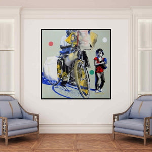 In-situ view of Manohar Rathod's 'Lamkakadiwala' painting in a room