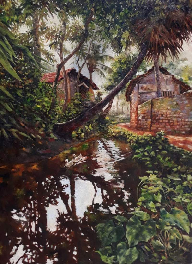 Landscape 2' landscape watercolor painting by artist Krishnapada Maity, 44x30 inch, on paper