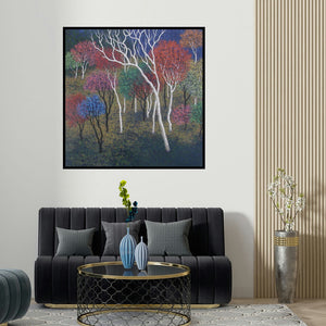 Sanjay Devsale's 'Landscape 6' painting visualized above a sofa in a contemporary room.