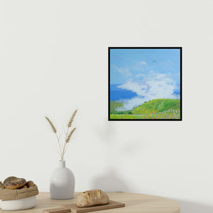 In-situ view of Mansing Jadhav's 'Landscape (Serene Hillscape)' painting in a room