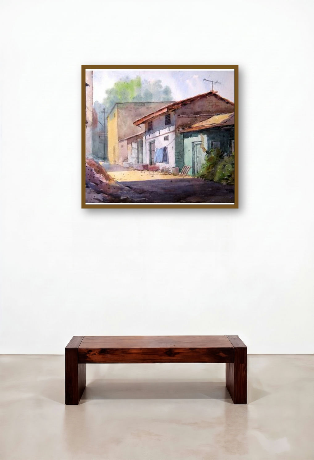 Landscape 9 by artist Vinayak Potdar displayed in a Elegant Bedroom