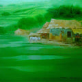 Landscape oil painting titled 'Landscape II', 36x48 inches, by artist Narayan Shelke on Canvas