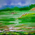 Landscape oil painting titled 'Landscape IV', 36x48 inches, by artist Narayan Shelke on Canvas