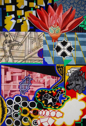 Lapse Of Reason (The Dreamer's Lexicon) by Joydip Sengupta, Original Gouache Contemporary Painting on Paper, Small Vertical Wall Art