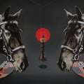 The Last Move (Diptych)' animals oil painting by artist Abid Shaikh, 48x72 inch, on canvas